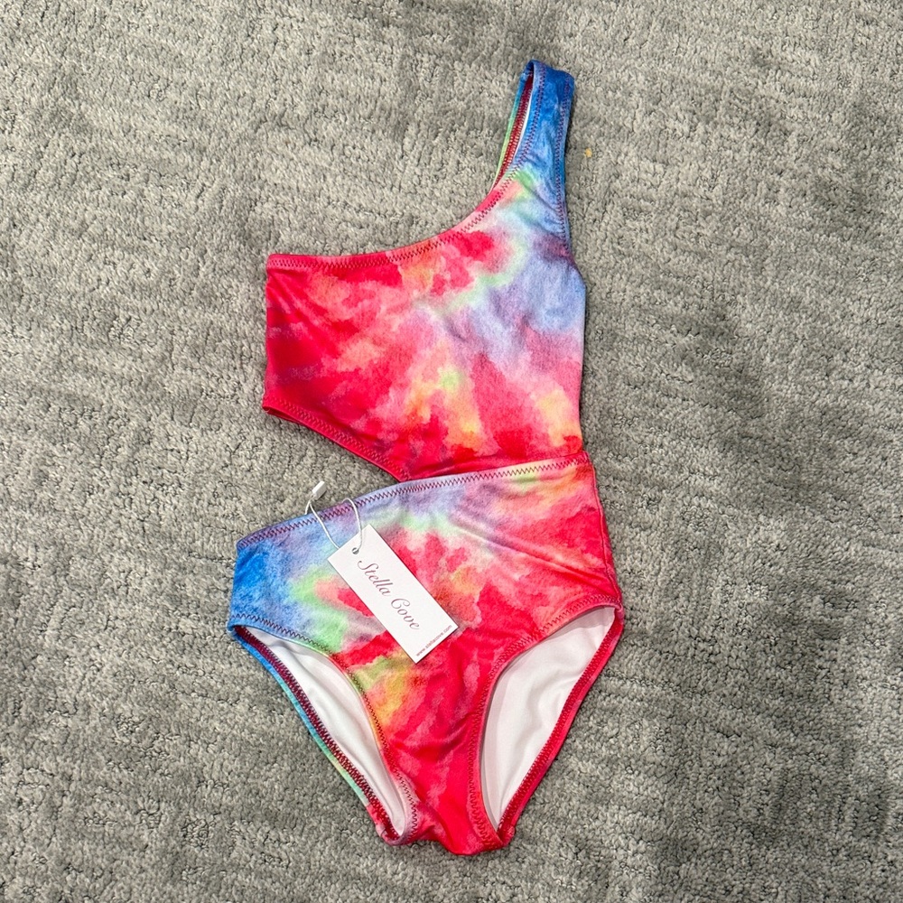 Stella Cove Colorful Tie-Dye Kids Swim One Piece